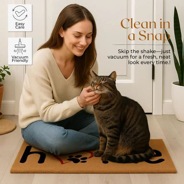 Alt view image 4 of 7 - Coir Door Mats 17" X 30", Non-Slip Sturdy, PVC Backed Heavy Duty, Easy to Clean, Ideal for Door Entrance, Patio, Porch, Backyard, Garages, Home with The Love of Paws