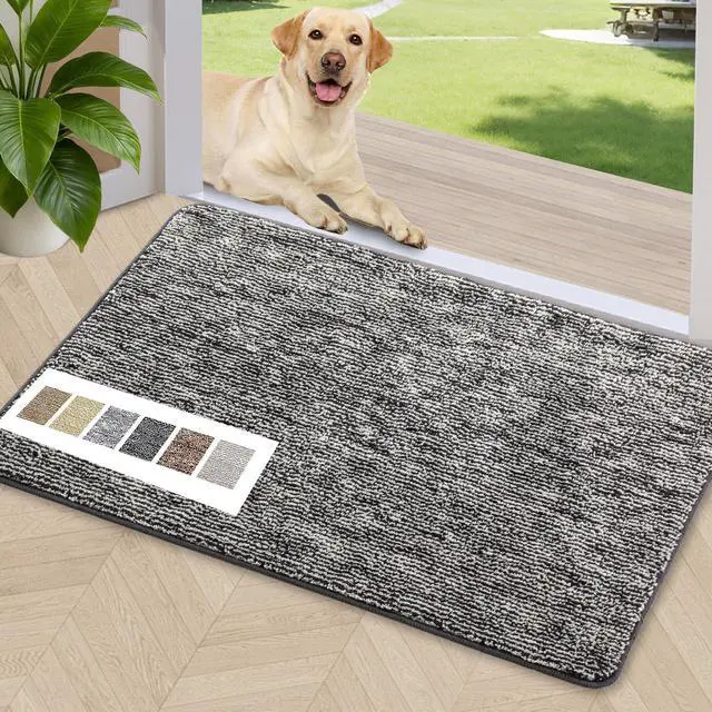 Main image of Indoor Doormat, Front Door Mat 24"x36" Absorbent Rubber Backing Non Slip Back Door Mats, Washable Low-Profile Inside Floor Mat Door Rugs for Entryway, Resist Dirt Mud Mat for Dogs, Black
