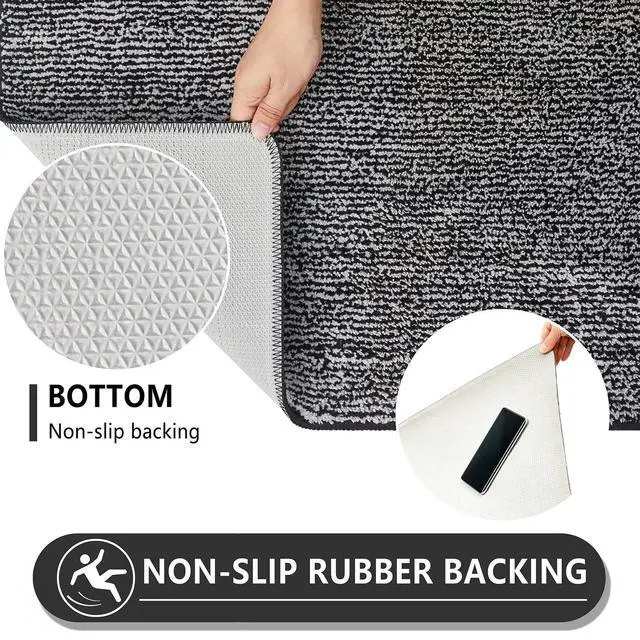 Alt view image 4 of 7 - Indoor Doormat, Front Door Mat 24"x36" Absorbent Rubber Backing Non Slip Back Door Mats, Washable Low-Profile Inside Floor Mat Door Rugs for Entryway, Resist Dirt Mud Mat for Dogs, Black