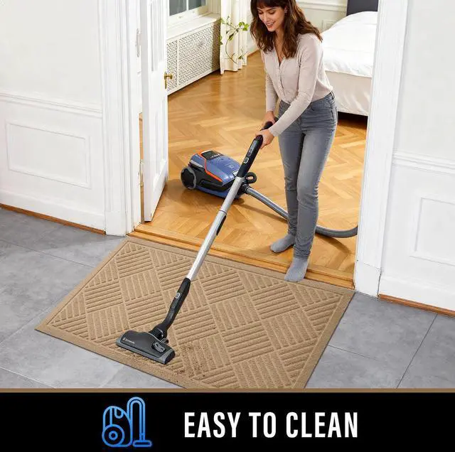 Alt view image 7 of 7 - Front Door Mat Outside Entrance, Dirt Resistant and Absorbent Welcome Door Mat Outdoor Indoor, Sturdy Non-Slip Backing Entry Mat, Fade Resistant, Low Profile Doormat for Entryway, 29x17, Beige