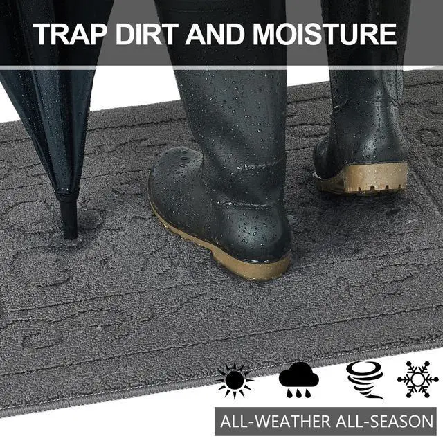 Alt view image 3 of 7 - Indoor Door Mat 24" x 36", Non-Slip Door Mats Indoor Washable, Grey