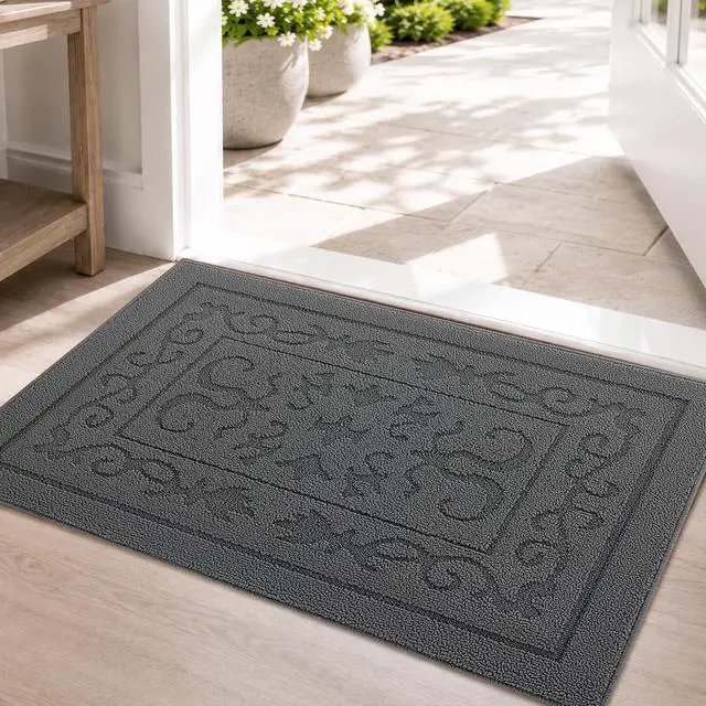 Main image of Indoor Door Mat 24" x 36", Non-Slip Door Mats Indoor Washable, Grey