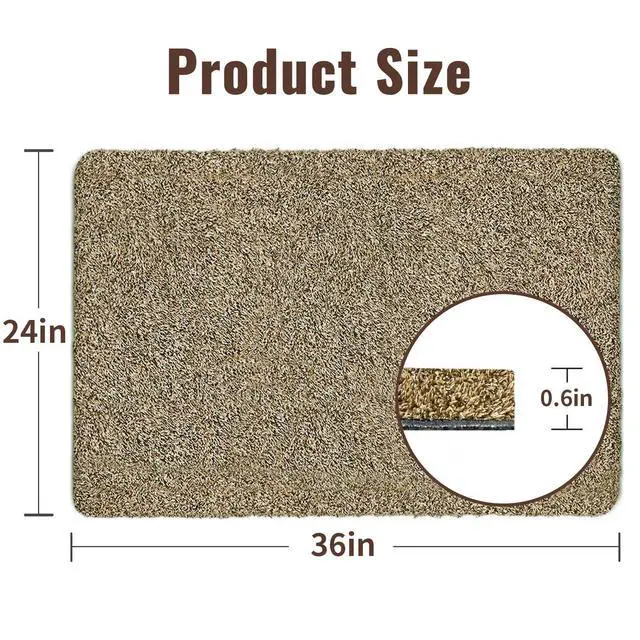 Alt view image 2 of 7 - 36"x24" Doormat Super Absorbent Mud Entryway Non-Slip for Dog Paws Dirt Wipe Trapper Mats Entrance Welcome Doormat Shoes Scraper Low Profile Latex Backing Washable