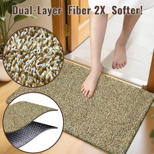 Alt view image 7 of 7 - 36"x24" Doormat Super Absorbent Mud Entryway Non-Slip for Dog Paws Dirt Wipe Trapper Mats Entrance Welcome Doormat Shoes Scraper Low Profile Latex Backing Washable