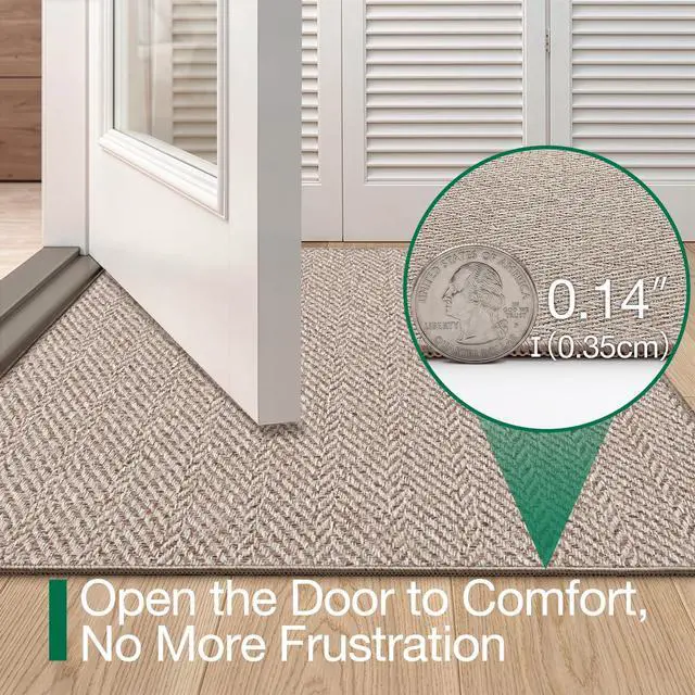 Alt view image 3 of 7 - Ultra Thin Indoor Door Mat 24"x36", Entrance Doormat, Deep Beige