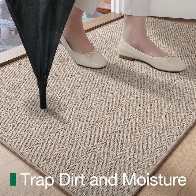Alt view image 4 of 7 - Ultra Thin Indoor Door Mat 24"x36", Entrance Doormat, Deep Beige