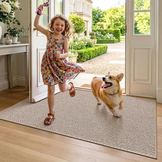 Alt view image 5 of 7 - Ultra Thin Indoor Door Mat 24"x36", Entrance Doormat, Deep Beige