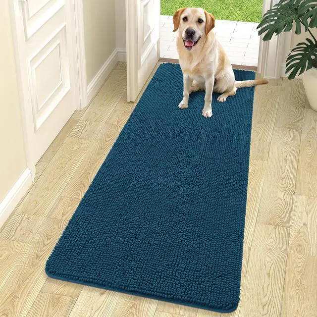 Main image of Dog Door Mat for Muddy Paws 70x24, Absorbs Moisture and Dirt, Absorbent Non-Slip Washable Doormat, Quick Dry Chenille Mud Mat, Entry Indoor Entryway Carpet for Inside Floor, Atlantic Blue