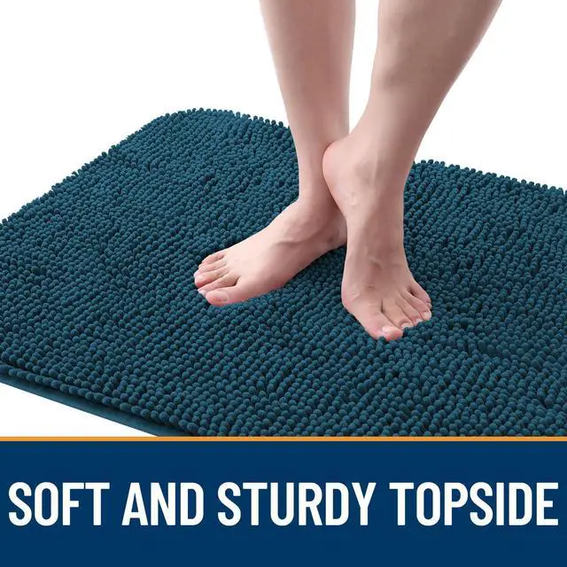 Alt view image 4 of 7 - Dog Door Mat for Muddy Paws 70x24, Absorbs Moisture and Dirt, Absorbent Non-Slip Washable Doormat, Quick Dry Chenille Mud Mat, Entry Indoor Entryway Carpet for Inside Floor, Atlantic Blue
