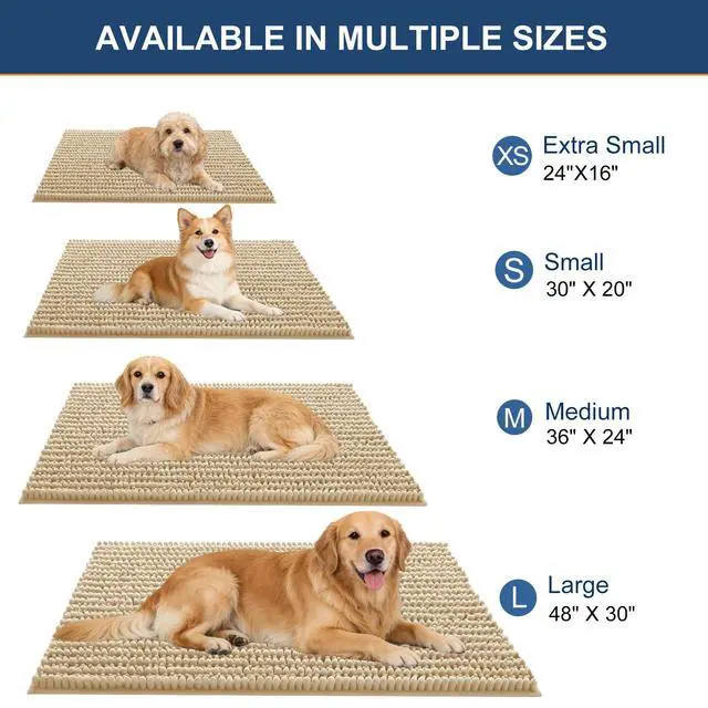 Alt view image 2 of 7 - Dog Door Mat for Muddy Paws 47x24, Ultra Absorbent Chenille Mud Doormat, Non-Slip Washable and Dirt Trapping Indoor Doormat for Entryway, Quick-Dry Indoor Pet Mat for Dogs, Beige
