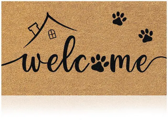 Main image of Coir Welcome Mat, Non-Slip, Welcome Paws, 17 x 29 in