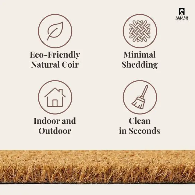 Alt view image 6 of 7 - Coir Welcome Mat, Non-Slip, Welcome Paws, 17 x 29 in