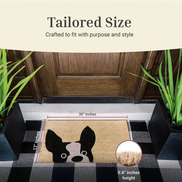 Alt view image 3 of 7 - Dog Door Mat - Welcome Mat for Front Door with Non-Slip Backing - Durable Doormat - Perfect for Outside Entrance Matt - Outdoor/Indoor - French Bulldog - 17" x 30"