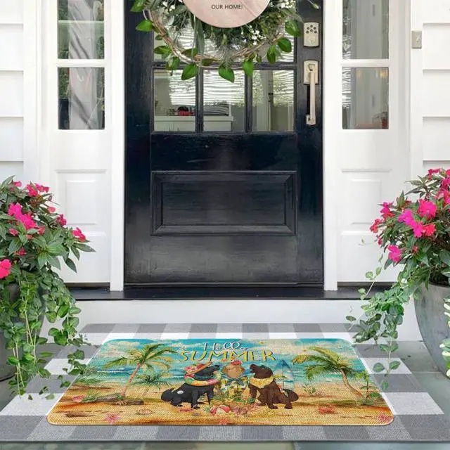 Alt view image 7 of 7 - Summer Dog Welcome Door Mat 30x17 Inch Hello Summer Front Doormat Indoor Outdoor Entrance Floor Mats Non-Slip Washable Seasonal Summer Home Decor Rugs