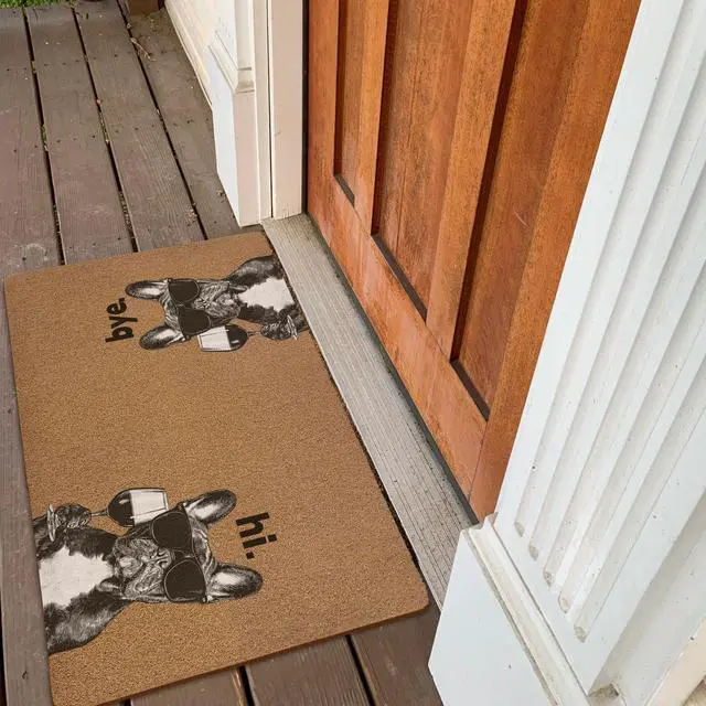 Alt view image 4 of 7 - Bulldog Door Mats, Wine Bar Coffee Station Decor Door Mat for Home Outside Entryway, Black and White Dog Owner Gift Artificial Coir Doormat Rugs for Patio Entry Kitchen Decor, 17x30 Inch