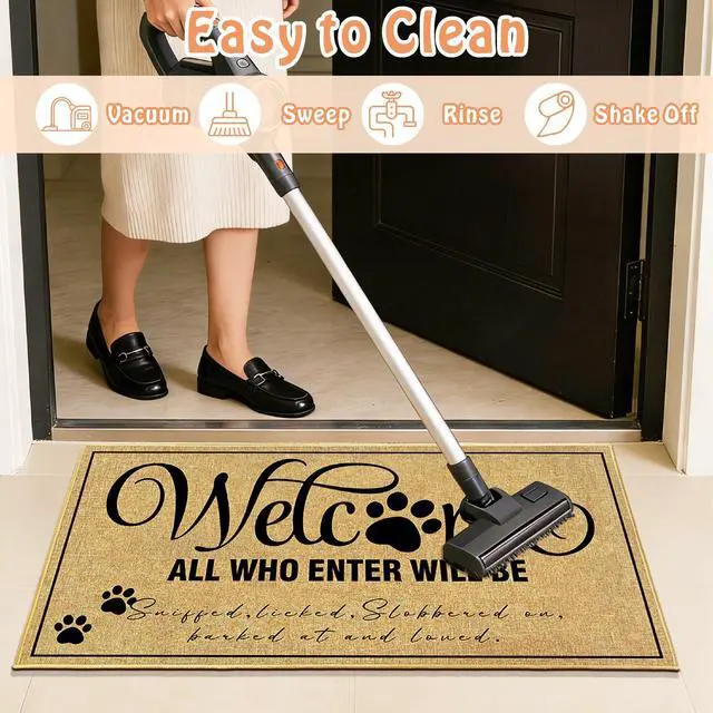 Alt view image 5 of 7 - Welcome Mats for Outside Entrance Funny Dog Cat Mat for Front Door 17"x30"