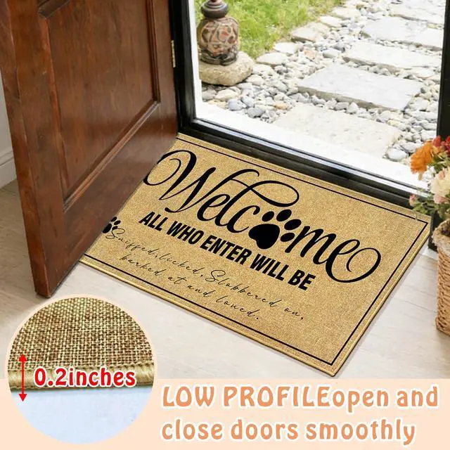 Alt view image 4 of 7 - Welcome Mats for Outside Entrance Funny Dog Cat Mat for Front Door 17"x30"