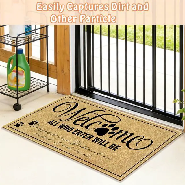 Alt view image 7 of 7 - Welcome Mats for Outside Entrance Funny Dog Cat Mat for Front Door 17"x30"