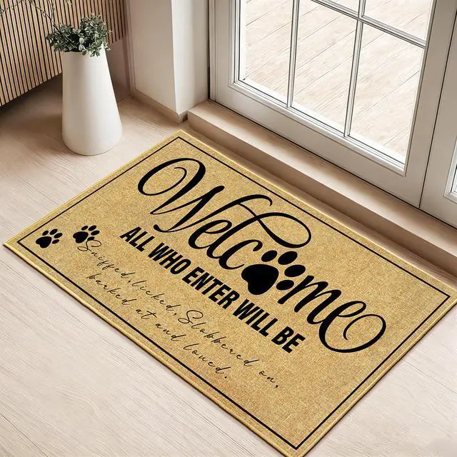 Alt view image 6 of 7 - Welcome Mats for Outside Entrance Funny Dog Cat Mat for Front Door 17"x30"