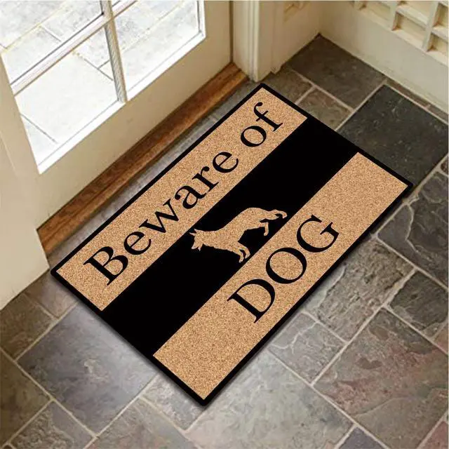 Alt view image 3 of 7 - Funny Mats Beware of Dog Welcome Doormat Home Decor Area Rugs Non-Woven Fabric Top with a Anti-Slip Rubber Back for Front Door Indoor/Outdoor/Kitchen Mats Mini Gift 23.6"(L) x 15.7"(W)
