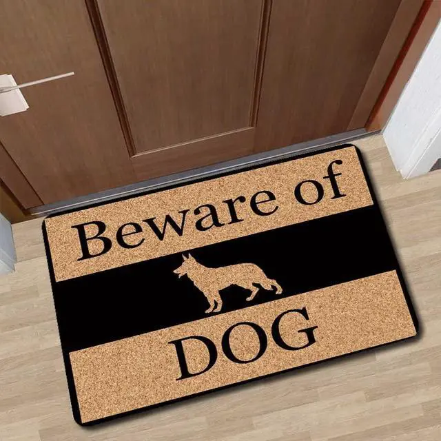 Alt view image 5 of 7 - Funny Mats Beware of Dog Welcome Doormat Home Decor Area Rugs Non-Woven Fabric Top with a Anti-Slip Rubber Back for Front Door Indoor/Outdoor/Kitchen Mats Mini Gift 23.6"(L) x 15.7"(W)