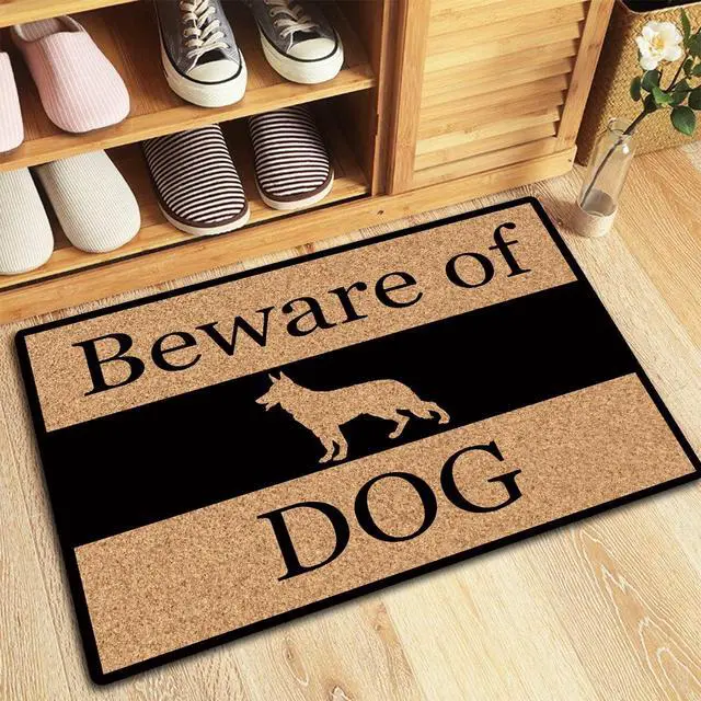 Alt view image 4 of 7 - Funny Mats Beware of Dog Welcome Doormat Home Decor Area Rugs Non-Woven Fabric Top with a Anti-Slip Rubber Back for Front Door Indoor/Outdoor/Kitchen Mats Mini Gift 23.6"(L) x 15.7"(W)