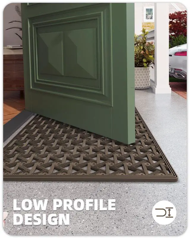 Alt view image 6 of 7 - Door Mat Outside Entrance with Drainage, 24"X36" Brown