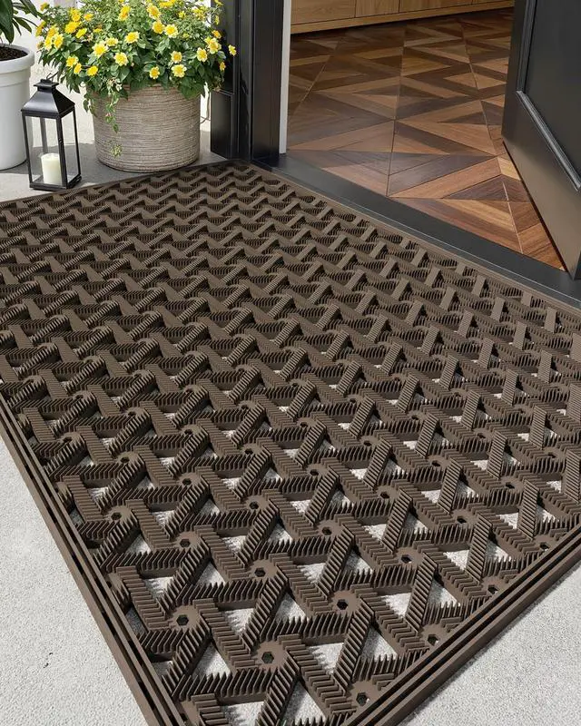 Main image of Door Mat Outside Entrance with Drainage, 24"X36" Brown