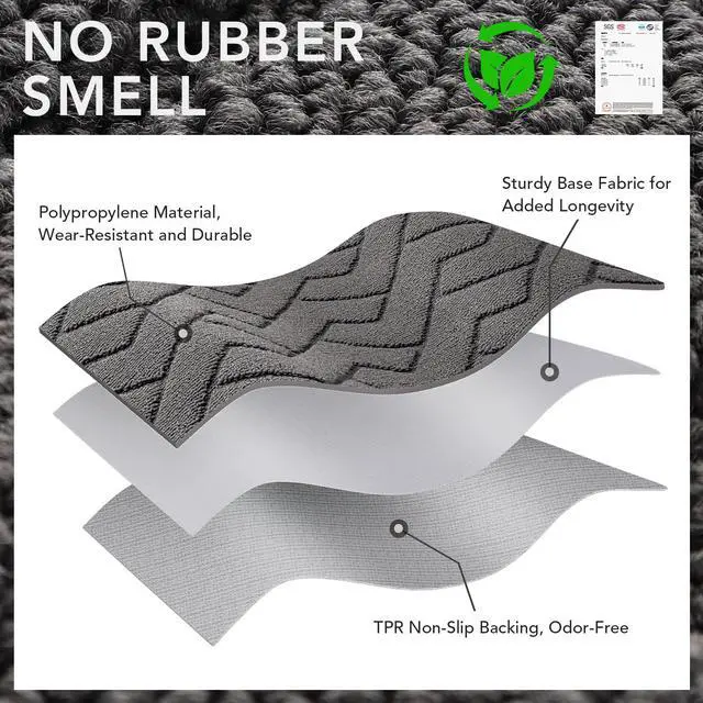 Alt view image 7 of 7 - Dirt Trapper Indoor Doormat,20"x32" Welcome Door mat,Non Slip Backing Washable Door Mats,Absorbent and Resistant Low-Profile Entrance Inside Floor Mat for Front Back Door and Entryway (Grey)