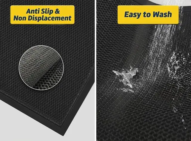 Alt view image 2 of 4 - Door Mat Heavy-Duty Quick-Dry Floor Mat, Sand & Dirt Trapper for Indoor & Outdoor, Ideal for Entrance, Mudrooms,Patios & Garages,Low-Profile,Non-Slip,Washable Black 17"x30"x0.4"
