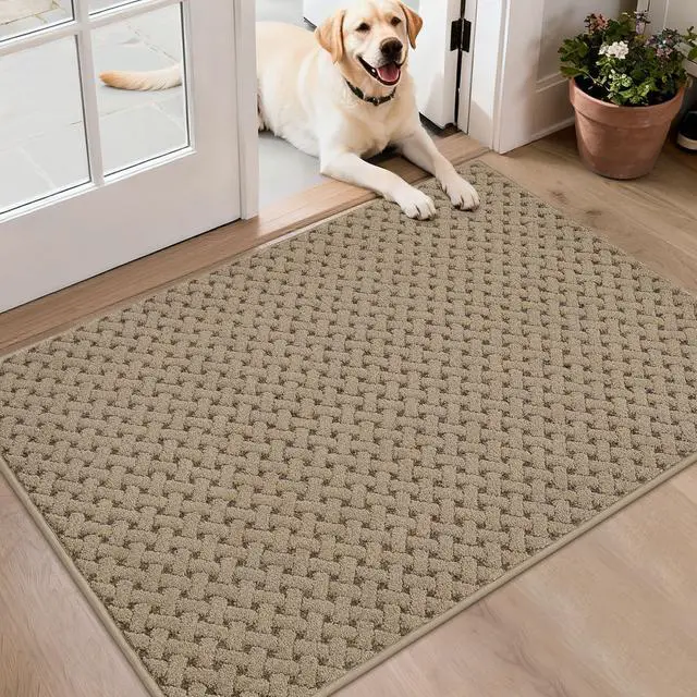 Main image of Dirt Trapper Door Mat Non-Slip Entryway Rugs, 32" x 48", Beige