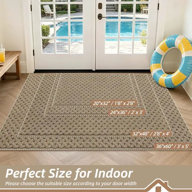 Alt view image 2 of 7 - Dirt Trapper Door Mat Non-Slip Entryway Rugs, 32" x 48", Beige