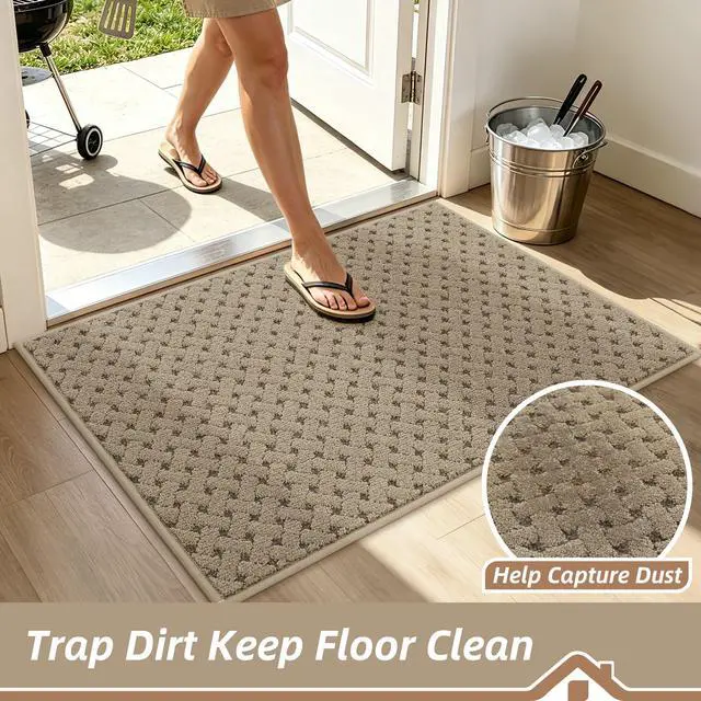 Alt view image 4 of 7 - Dirt Trapper Door Mat Non-Slip Entryway Rugs, 32" x 48", Beige