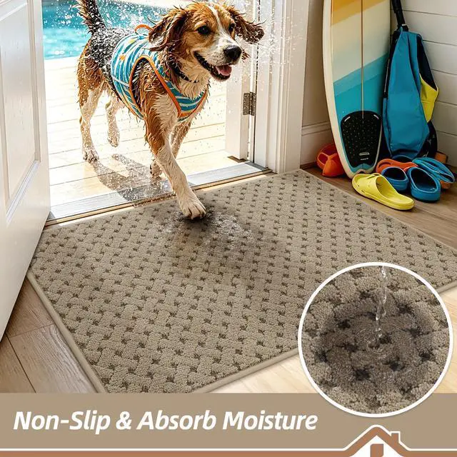 Alt view image 3 of 7 - Dirt Trapper Door Mat Non-Slip Entryway Rugs, 32" x 48", Beige