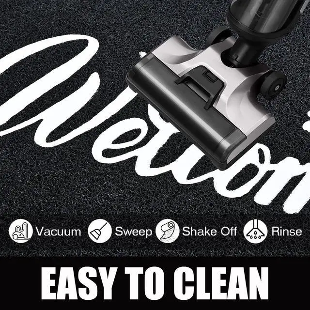 Alt view image 7 of 7 - Welcome Mat Outdoor, 30x17.5 Waterproof All-Season Front Door Mat Outside Entrance, All-Weather Quick Drying, Low Profile Doormat Indoor, Patio Porch Entryway Mats, Black-White