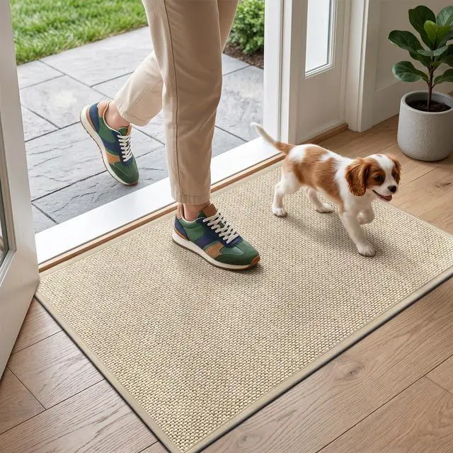 Main image of Door Mat 17"x29", Non Slip Door Mat Indoor Entrance, Rubber Backing Indoor Door mats Washable Absorbent Low-Profile Doormat Front Entryway Entry Resist Dirt Inside Door Mats, Khaki