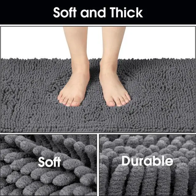 Alt view image 4 of 7 - Dog Door Mat for Muddy Paws 30x20, Absorbs Moisture and Dirt, Non-Slip Washable Doormat, Soft Chenille Mud Mat for Dogs, Entry Indoor Entryway Carpet for Outside Floor, Grey