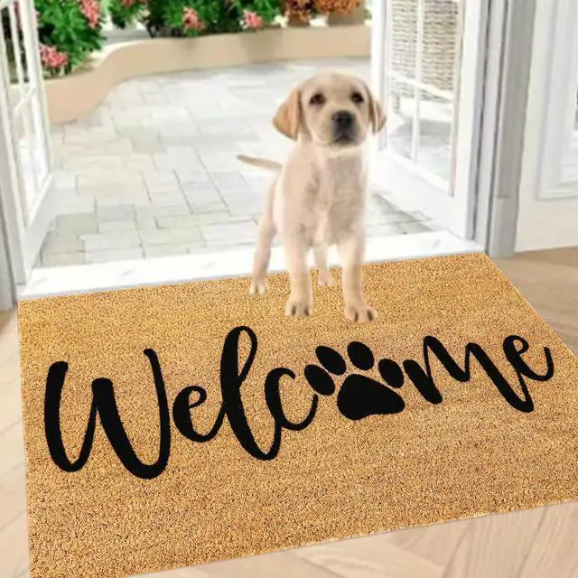 Alt view image 3 of 7 - Dog Welcome Natural Coir Doormat Cute Dog Paw Print Floor Mat Non-Slip Entrance Door Rugs for Indoor Outdoor Home Bathroom Decor, 16.5 x 29 Inch