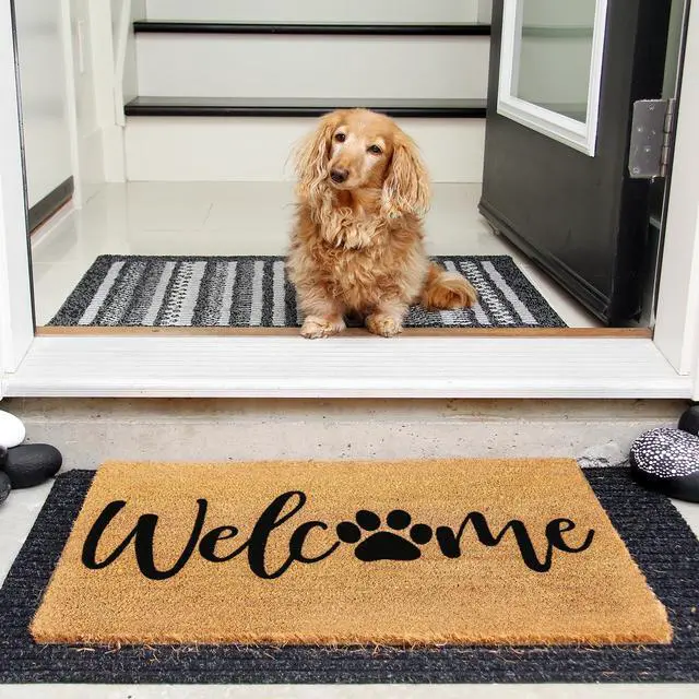 Alt view image 4 of 7 - Dog Welcome Natural Coir Doormat Cute Dog Paw Print Floor Mat Non-Slip Entrance Door Rugs for Indoor Outdoor Home Bathroom Decor, 16.5 x 29 Inch