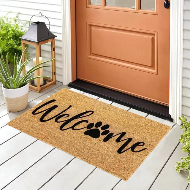 Alt view image 7 of 7 - Dog Welcome Natural Coir Doormat Cute Dog Paw Print Floor Mat Non-Slip Entrance Door Rugs for Indoor Outdoor Home Bathroom Decor, 16.5 x 29 Inch