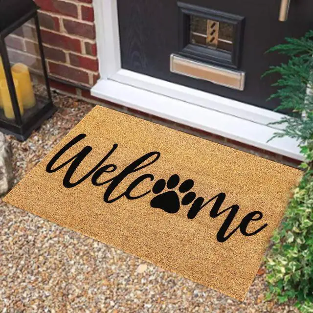 Alt view image 5 of 7 - Dog Welcome Natural Coir Doormat Cute Dog Paw Print Floor Mat Non-Slip Entrance Door Rugs for Indoor Outdoor Home Bathroom Decor, 16.5 x 29 Inch