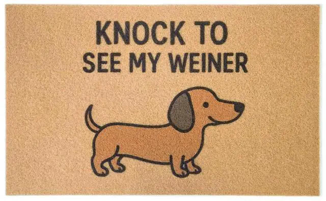 Main image of Funny Weiner Dog Door Mat Dont Trip Over My/Knock to See My Weiner 30x18 Inch Faux Coir Mat - Waterproof & Non-Slip Doormat for Entryway, Front Porch or Patio