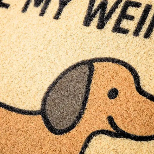 Alt view image 4 of 6 - Funny Weiner Dog Door Mat Dont Trip Over My/Knock to See My Weiner 30x18 Inch Faux Coir Mat - Waterproof & Non-Slip Doormat for Entryway, Front Porch or Patio