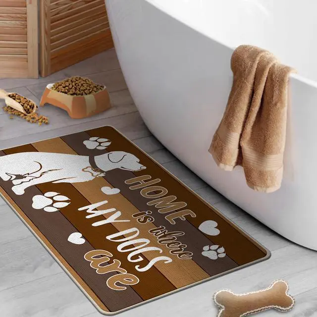 Alt view image 6 of 6 - Home is Where My Dogs are Decorative Front Door Mat, Paw Prints Heart Doormat Indoor Outdoor Non-Slip Floor Entryway Rug, Farmhouse Low Profile Home Kitchen Decoration Pet Lover Gift 17x29 Inch