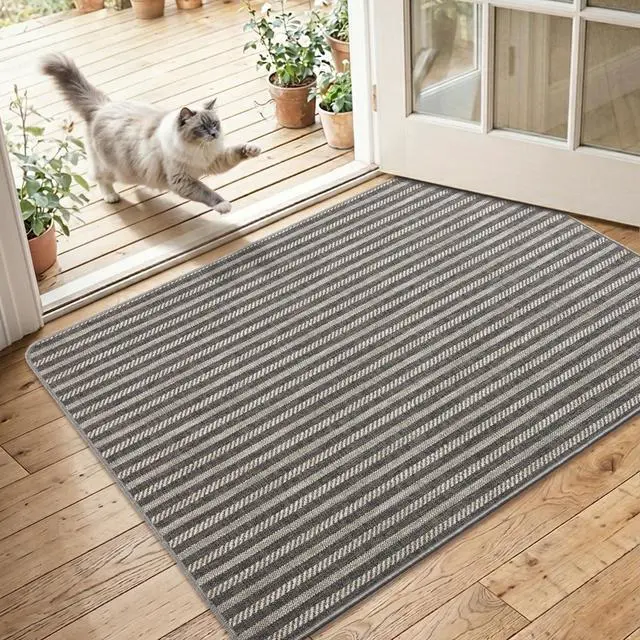 Main image of Pet-Friendly Inside Door Mat - Premium Woven Muddy Paws Dog Mat, Machine Washable Entryway Rug with Durable Rubber Backing, Low Profile Doormat for Dogs, Cats, 2'x3', Grey
