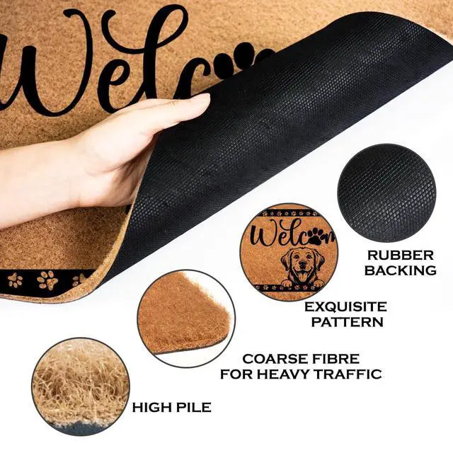 Alt view image 4 of 6 - Golden Retriever Gifts Door Mat 18x30 Inch, Faux Coco Coir Doormat with Non-Slip PVC Backing, Cute Dog Printed Welcome Mat for Outdoor Indoor Entryway Porch Home Decor, Dog Lovers Gifts for Women