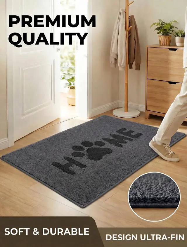 Alt view image 4 of 7 - Door Mat 20"x32", Non-Slip for Front Door, Back Door and Entryway (Grey)