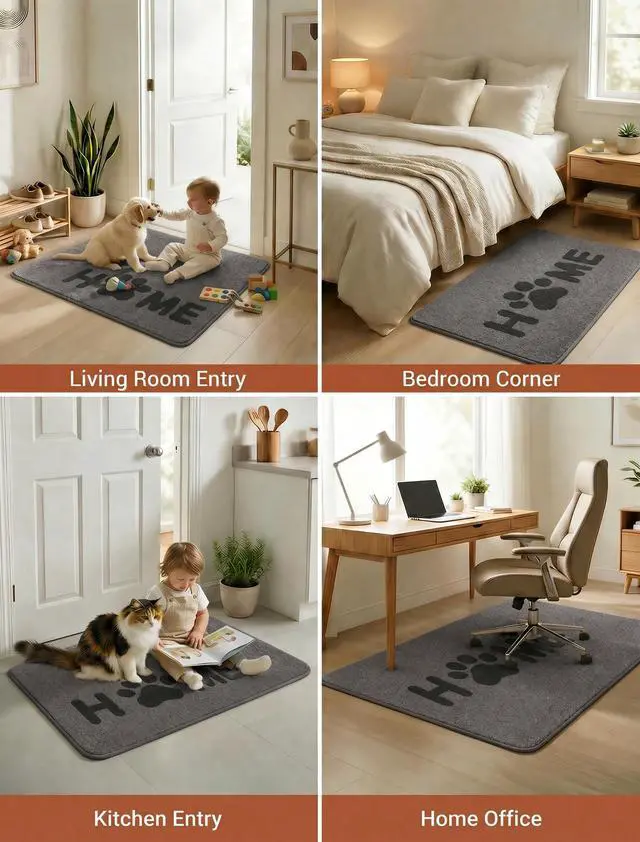 Alt view image 7 of 7 - Door Mat 20"x32", Non-Slip for Front Door, Back Door and Entryway (Grey)