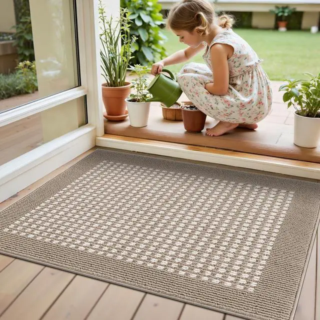 Main image of Indoor Door Mat 24" X 36" Absorbent Dog Muddy Paws Mat Low-Profile Entrance Small Runner Rug with Non-Slip Rubber Backing Machine Washable Inside Welcome Mat for Entryway,Kitchen(Beige)
