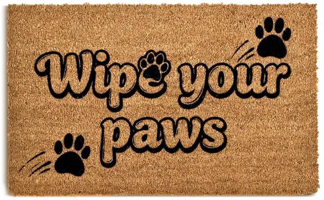 Main image of Natural Coco Coir Welcome Doormat 17x30 Wipe Your Paws Dog Door Mat